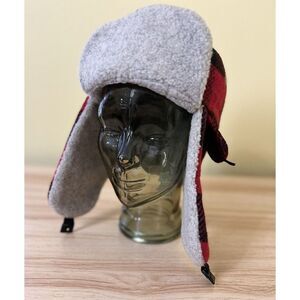 Broner Ear Flap Trappers Cap Buffalo Plaid Mens Sz M Winter Hat Sherpa Lined